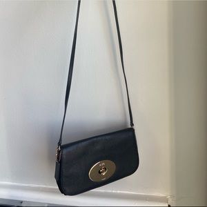 Black leather Coach crossbody bag